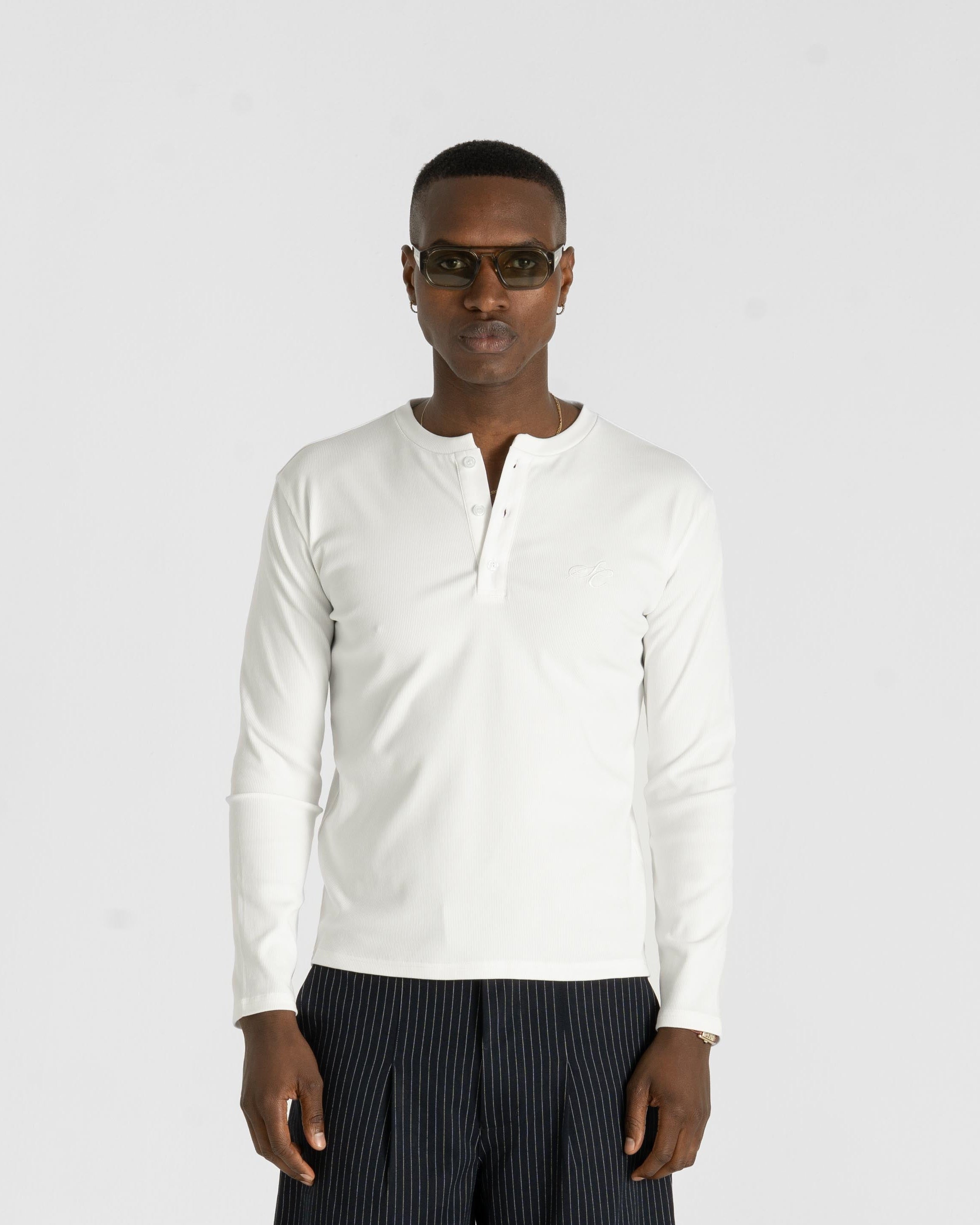Henley Long Sleeve White